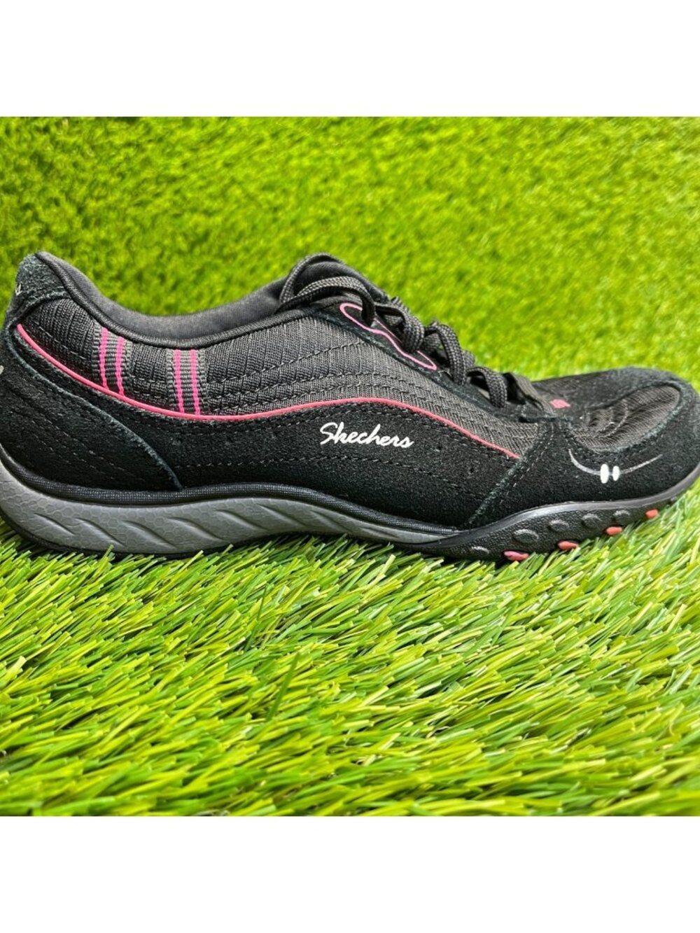 Skechers Pantofi Just Relax Womens Size 5.5 Black Pink Running Shoes Sneakers